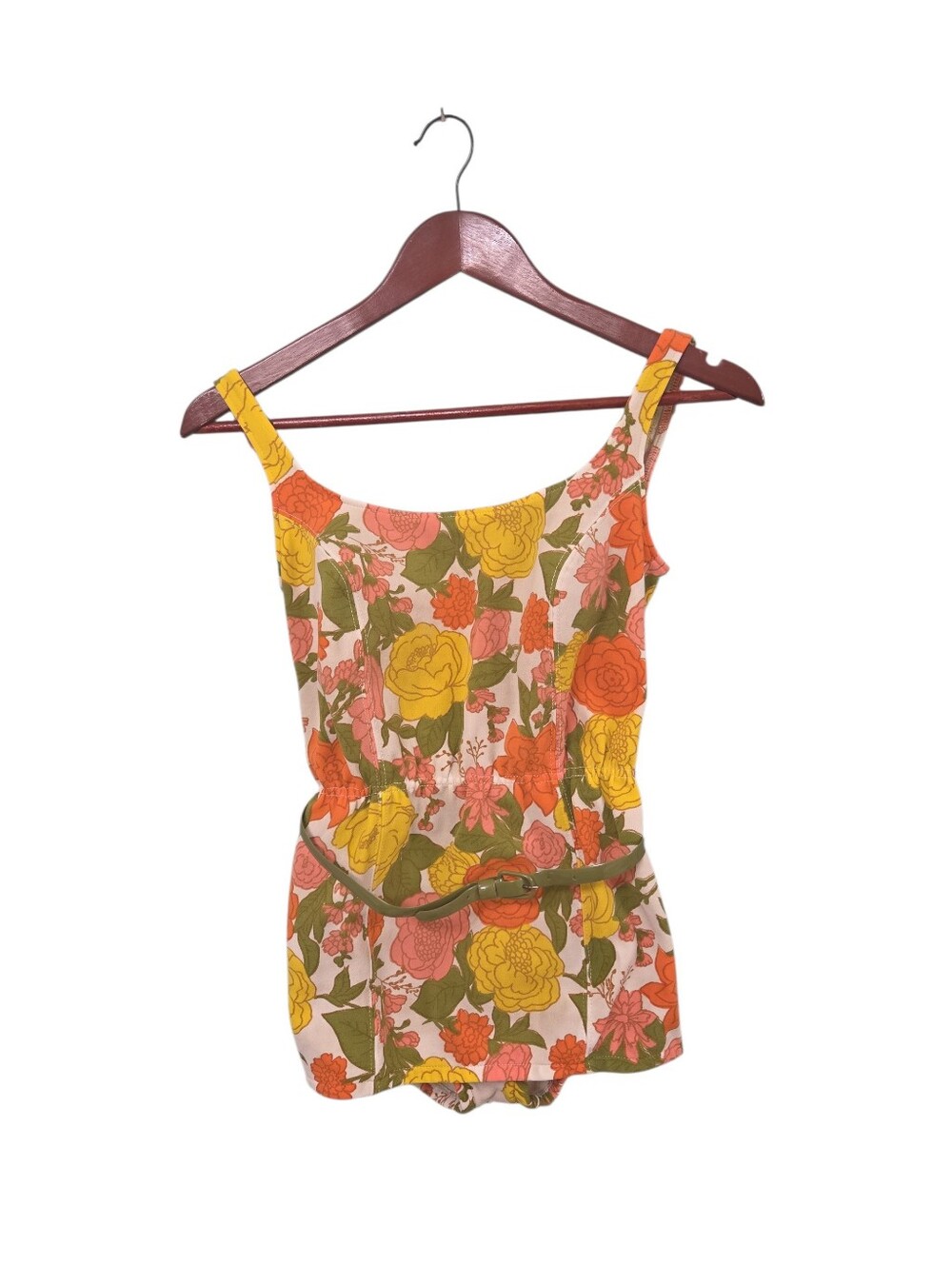 Vintage Catalina 1960s Floral Rare Belted Swimsuit Size 12 Fits A 6 Tropical